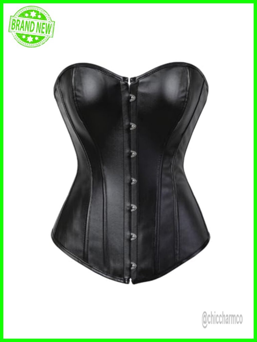 Faux Leather Corset Top Gothic Steampunk Zipper Bustier Victorian
